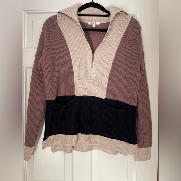Madewell Glenbrook Half-Zip Pullover Sweater in Colorblock - Picture 2 of 3
